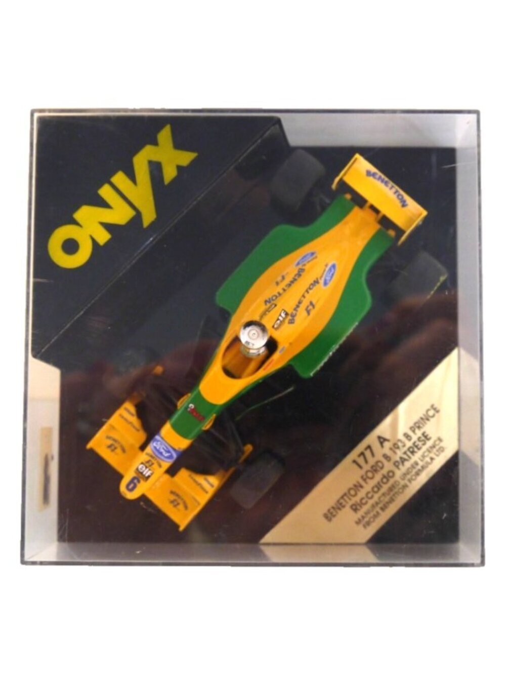 Onyx die cast model F1 race car #177A  Benetton Ford R. Patrese New Box Damage